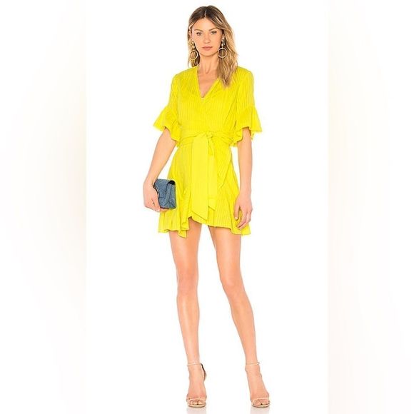Tanya Taylor Dresses & Skirts - Tanya Taylor Mini Wrap Dress Lemon Brandy